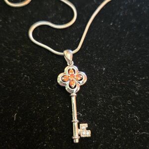 Sterling Silver Key Rhinestone Necklace India